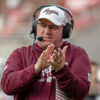 Texas A&M coach Mike Elko on the sidelines against Arkansas